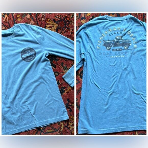 IZOD Saltwater Relaxed Classic Long Sleeve Tshirt Shirt Retro Fisherman Small - Picture 1 of 7